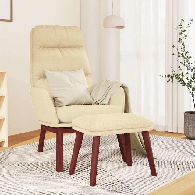 Vidaxl relaxstoel met voetenbank stof crèmekleurig