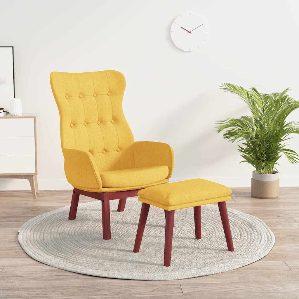 Vidaxl relaxstoel met voetenbank stof mosterdgeel