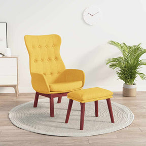 Vidaxl relaxstoel met voetenbank stof mosterdgeel