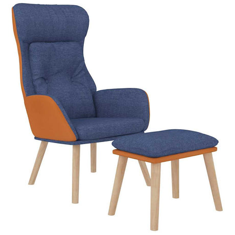 Vidaxl relaxstoel met voetenbankje kunstleer en stof blauw