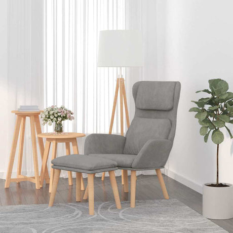 Vidaxl relaxstoel met voetenbank fluweel lichtgrijs