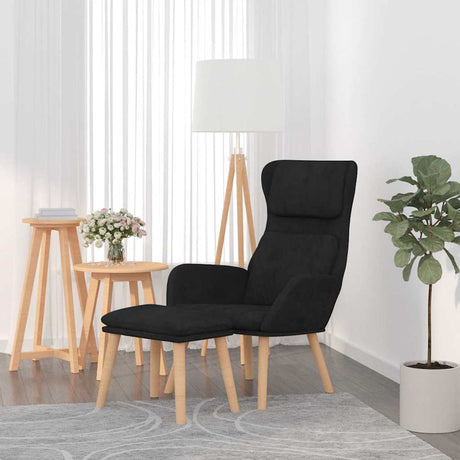 Vidaxl relaxstoel met voetenbank fluweel zwart