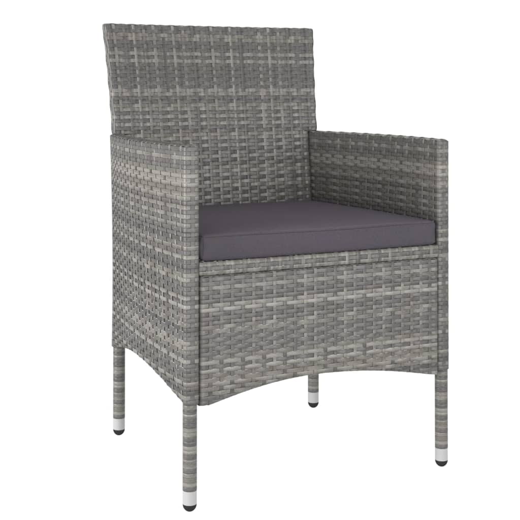 Vidaxl 3-delige tuinset poly rattan grijs