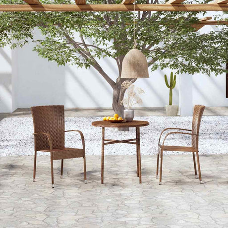Vidaxl 3-delige tuinset poly rattan bruin