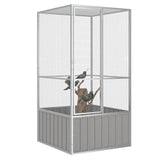 Vidaxl Vogelkäfig 111x107x211.5 cm verzinkter Stahl grau
