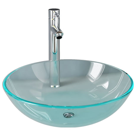 Vidaxl-Waschbecken mit Kran und Popup-Abflussglas transparent