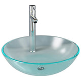 Vidaxl-Waschbecken mit Wasserhahn und Pop-up-Abflussmatte gemäßigtes Glas