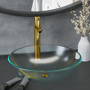 VidaXL-Waschbecken mit Wasserhahn und Ablaufgarnitur aus mattem gehärtetem Glas