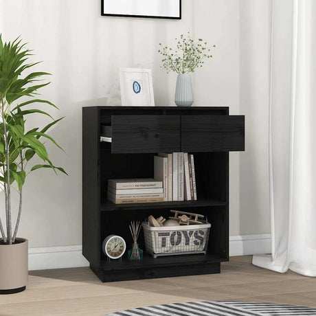Vidaxl wandkast 60x34x75 cm massief grenenhout zwart