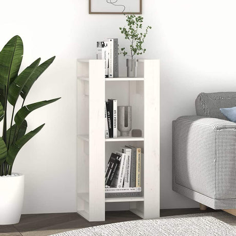 Vidaxl boekenkast kamerscherm 41x35x91 cm massief grenenhout wit