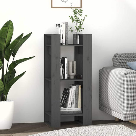 Vidaxl boekenkast kamerscherm 41x35x91 cm massief grenenhout grijs