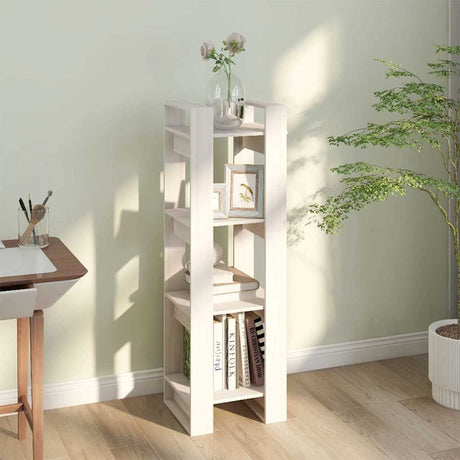 Vidaxl boekenkast kamerscherm 41x35x125 cm massief grenenhout wit