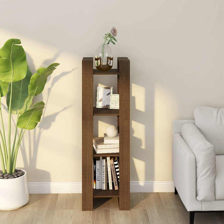 Vidaxl boekenkast kamerscherm 41x35x125 cm massief hout honingbruin