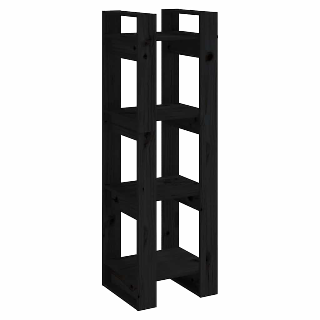 Vidaxl boekenkast kamerscherm 41x35x125 cm massief grenenhout zwart