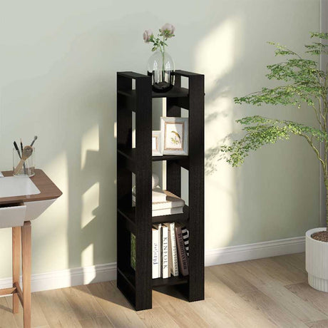 Vidaxl boekenkast kamerscherm 41x35x125 cm massief grenenhout zwart