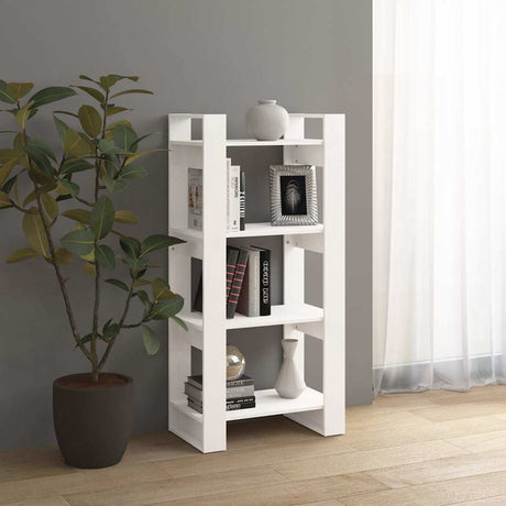 Vidaxl boekenkast kamerscherm 60x35x125 cm massief hout wit
