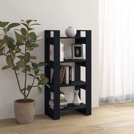 Vidaxl boekenkast kamerscherm 60x35x125 cm massief hout zwart