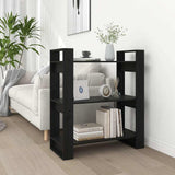 Vidaxl boekenkast kamerscherm 80x35x91 cm massief grenenhout zwart