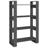 Vidaxl boekenkast kamerscherm 80x35x125 cm massief grenenhout grijs