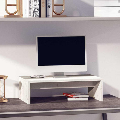 Vidaxl monitorstandaard 50x27x15 cm massief grenenhout wit
