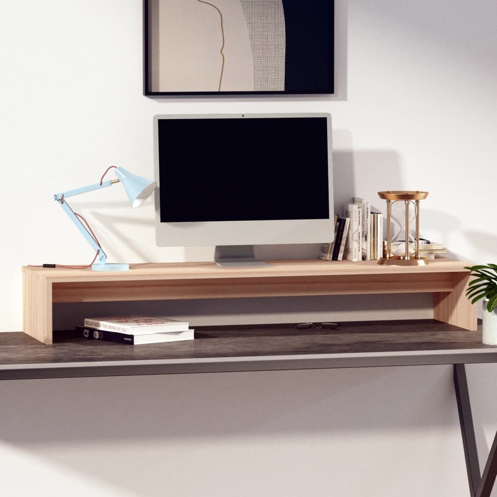 Vidaxl monitorstandaard 100x27x15 cm massief grenenhout