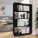 Vidaxl boekenkast kamerscherm 80x25x132 cm massief grenenhout zwart