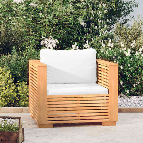 Vidaxl tuinstoel met crèmekleurige kussens massief teakhout