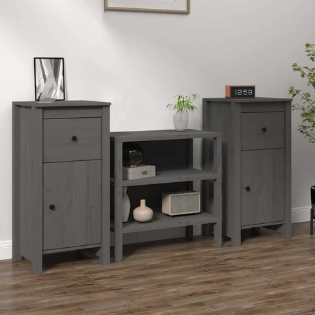Vidaxl dressoirs 2 st 40x35x80 cm massief grenenhout grijs