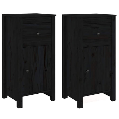 Vidaxl dressoirs 2 st 40x35x80 cm massief grenenhout zwart