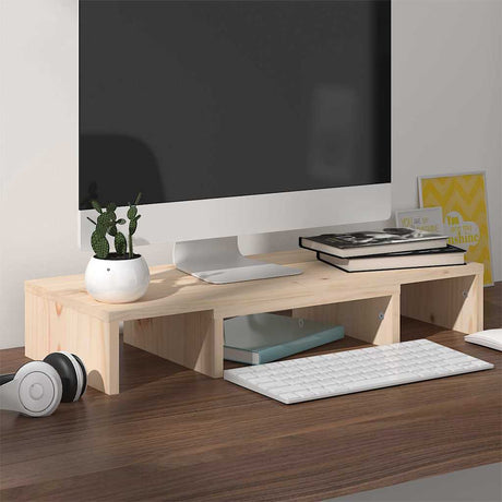Vidaxl monitorstandaard 60x24x10,5 cm massief grenenhout