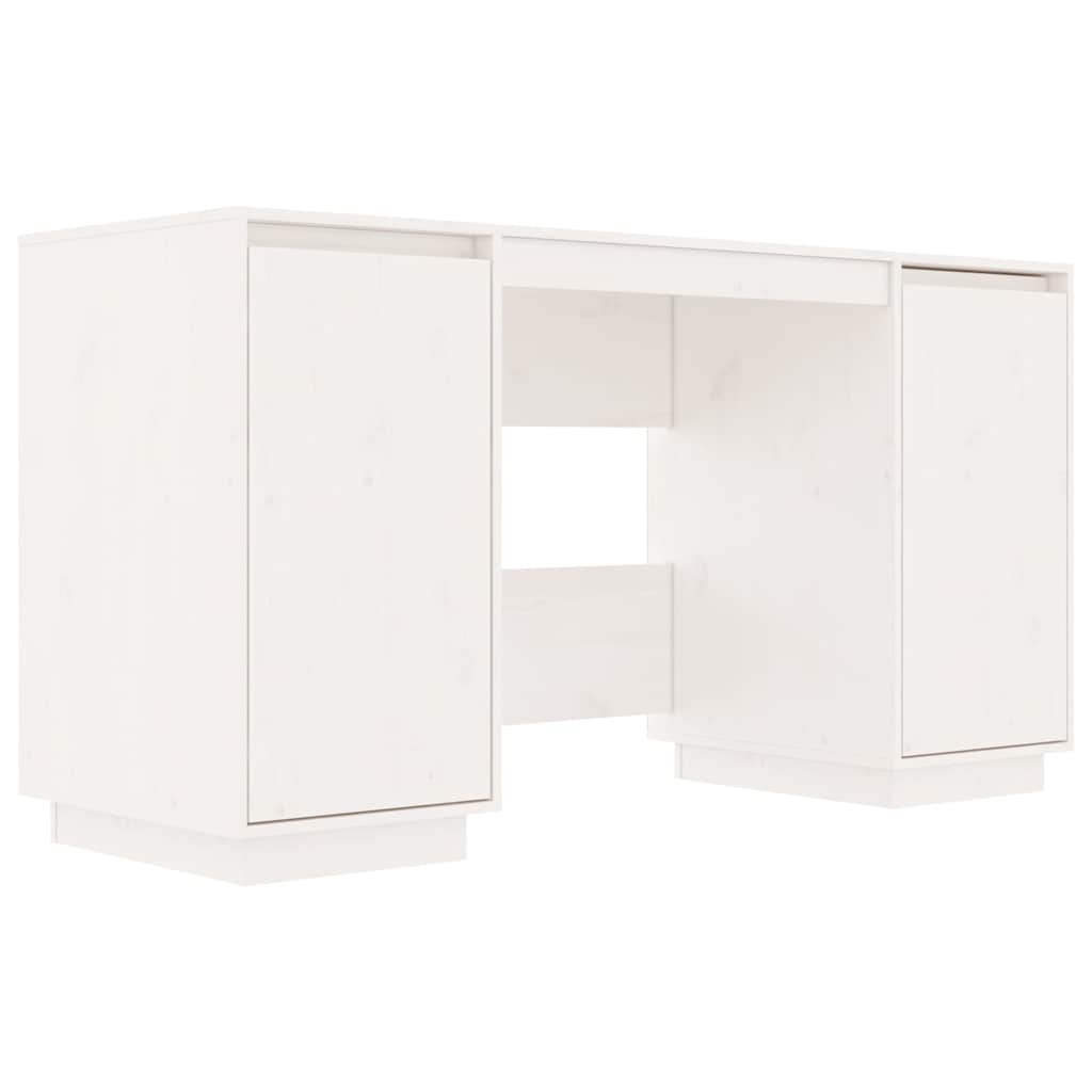 Vidaxl bureau 140x50x75 cm massief grenenhout wit