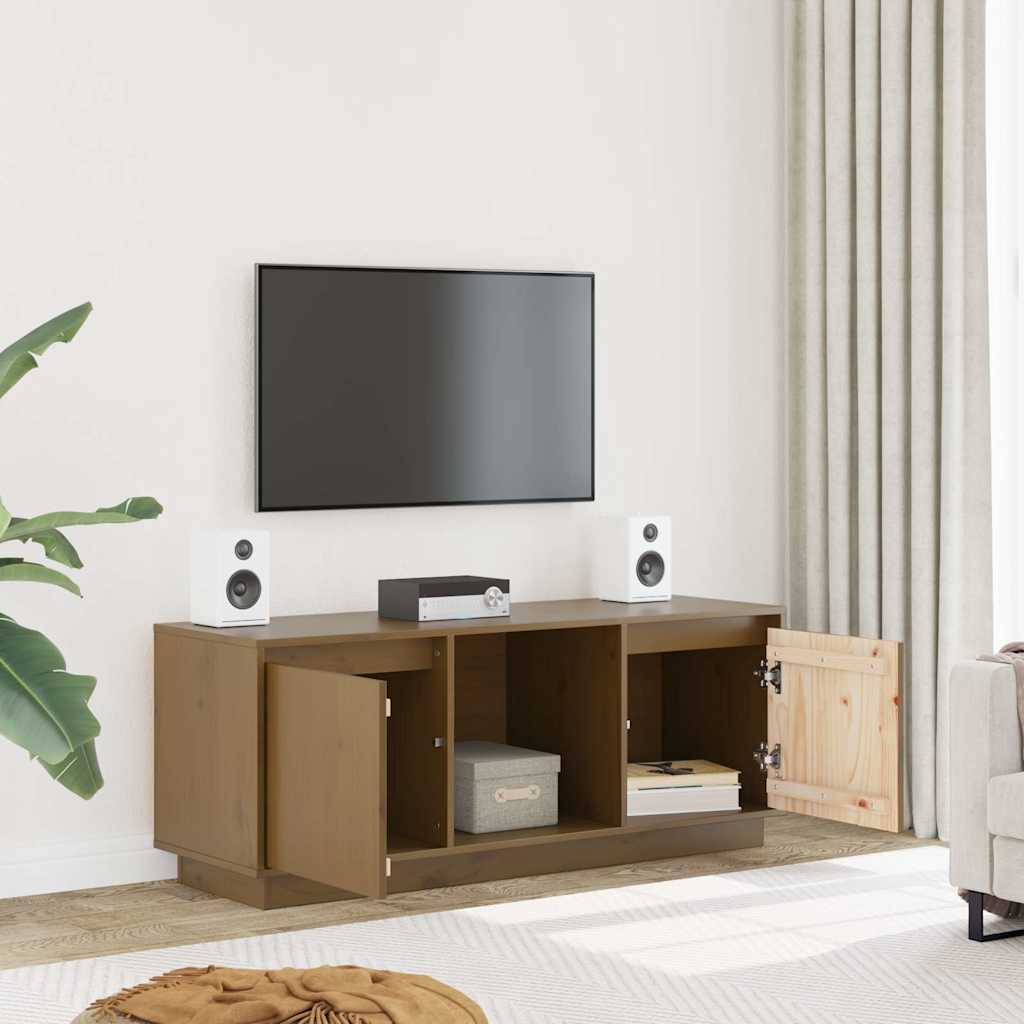 Vidaxl tv-meubel 110,5x35x44 cm massief grenenhout honingbruin