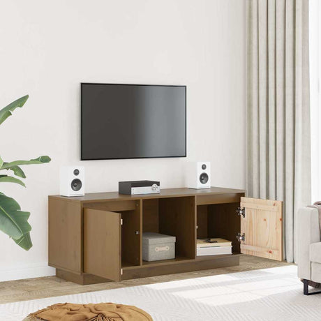 Vidaxl tv-meubel 110,5x35x44 cm massief grenenhout honingbruin