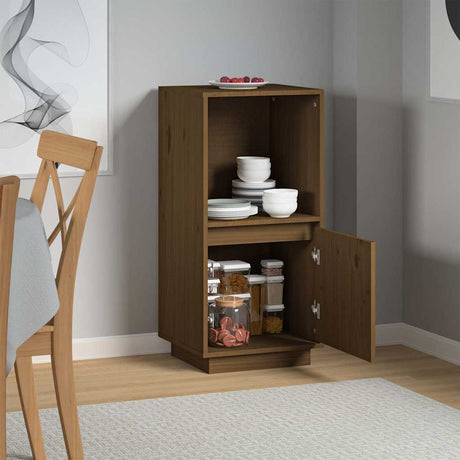 Vidaxl dressoir 38x35x80 cm massief grenenhout honingbruin