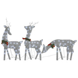 Vidaxl Weihnachtsdekorationen Rentierfamilie 270x7x90 cm Gaas Weiß Silber Farbe