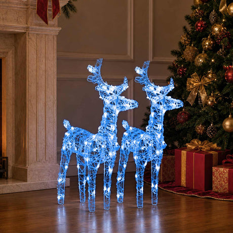 VidaXL Weihnachtsrentier 2 Stk. 80 LEDs Acryl Blau