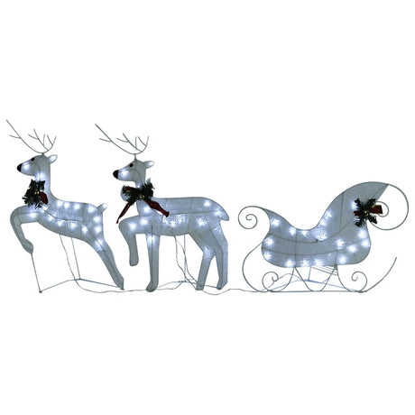 Vidaxl Weihnachtsdekoration Rentiere und Schlitten 60 LEDs Weiß