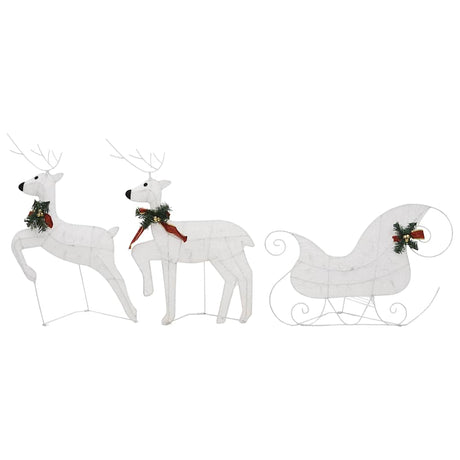 Vidaxl Weihnachtsdekoration Rentiere und Schlitten 60 LEDs Weiß