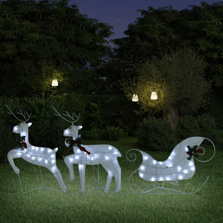 Vidaxl Weihnachtsdekoration Rentiere und Schlitten 60 LEDs Weiß