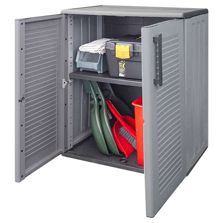 Vidaxl tuinkast 68x37x84 cm polypropeen grijs en zwart