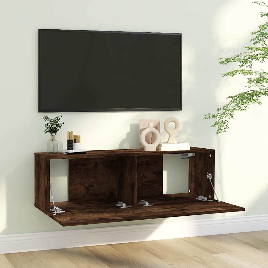 Vidaxl tv-wandmeubel 100x30x30 cm bewerkt hout gerookt eikenkleurig