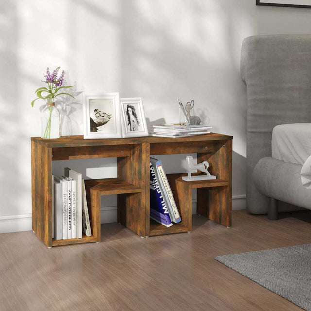 Vidaxl nachtkastjes 2 st 40x30x40 cm bewerkt hout gerookt eikenkleurig