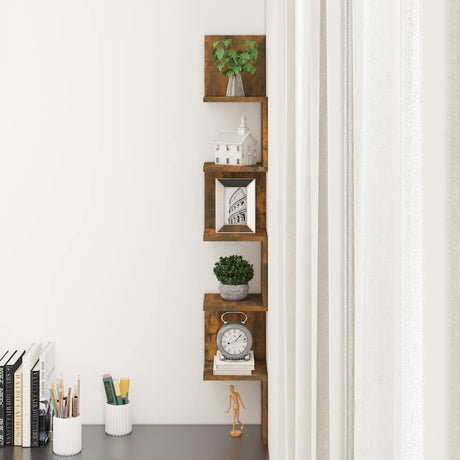 Vidaxl hoekwandschap 20x20x127,5 cm bewerkt hout gerookt eikenkleurig