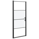VIDAXL Duschtür Halb -mat 91x195 cm gehärtetes Glas schwarz