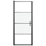VIDAXL Duschtür Halb -mat 91x195 cm gehärtetes Glas schwarz