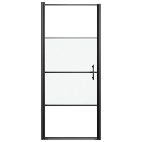 VIDAXL Duschtür Halb -mat 91x195 cm gehärtetes Glas schwarz