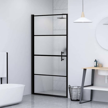 VIDAXL Duschtür Halb -mat 100x178 cm gehärtetes Glas schwarz
