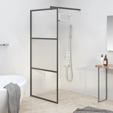 Vidaxl Walk-in Duschwand 80x195 cm Halbmat ESG Glass Schwarz