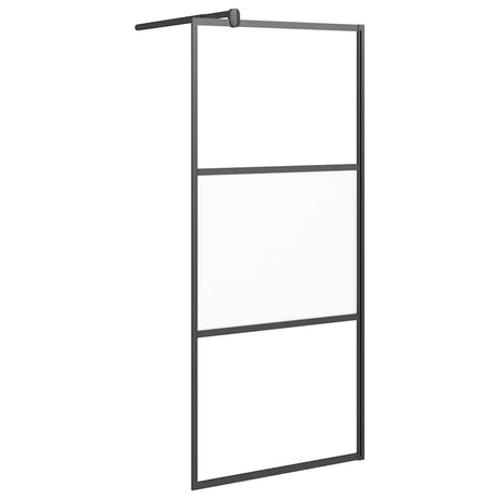 Vidaxl Walk-in Duschwand 90x195 cm Halbmat ESG Glass Schwarz