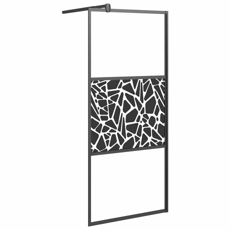 Vidaxx begehbare Duschabtrennung mit Steinmotiv 90x195 cm ESG-Glas schwarz